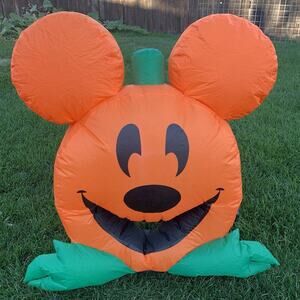 Gemmy Inflatable Disney's Mickey Mouse Halloween Jack o' Lantern Candy Bowl Area